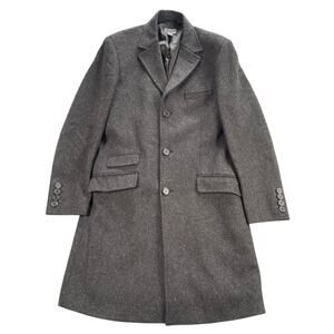H&M Coat Mens US 38R Gray Wool Blend Overcoat Fully Lined Flap Ticket Pocket